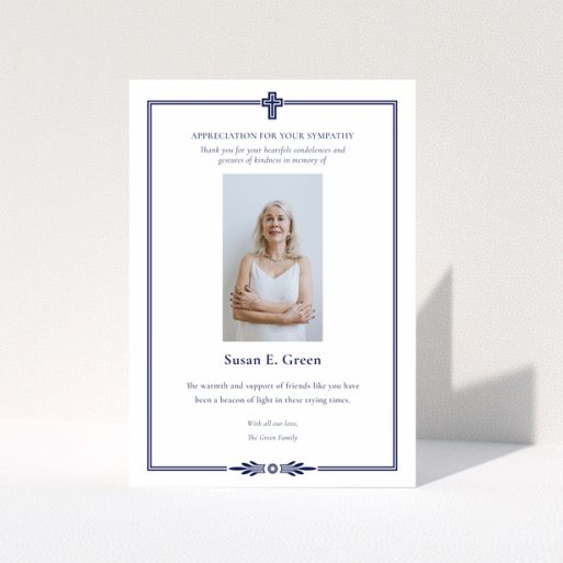 Funeral thank you card design with one photo and appreciation message