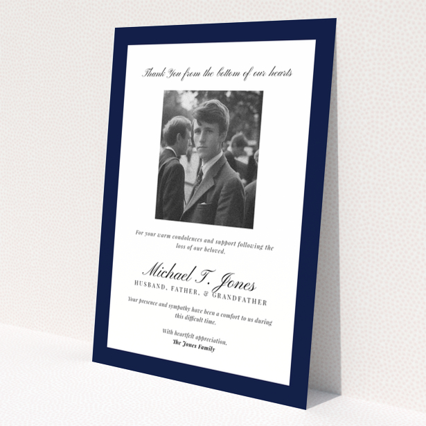 Funeral thank you card with one photo in the centre