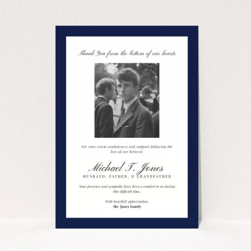 Funeral thank you card with one photo in the centre