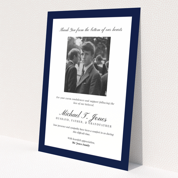 Funeral thank you card with one photo in the centre