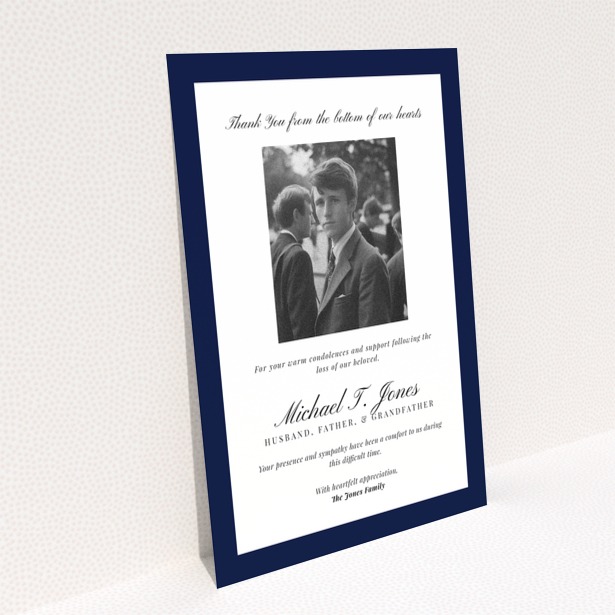 Funeral thank you card with one photo in the centre