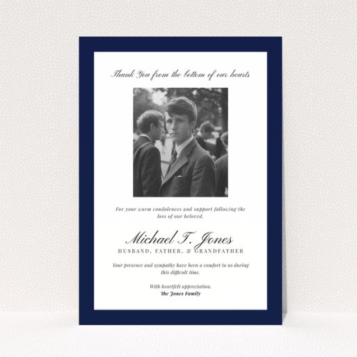 Funeral thank you card with one photo in the centre