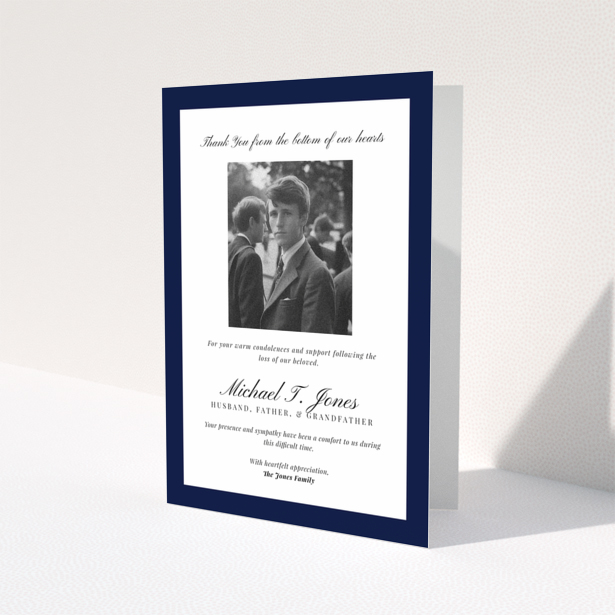 Funeral thank you card with one photo in the centre