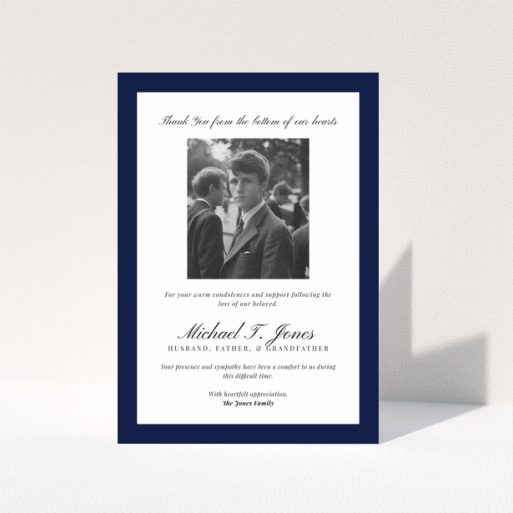 Funeral thank you card with one photo in the centre