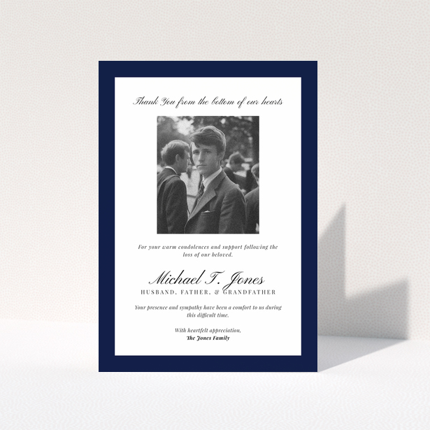Funeral thank you card with one photo in the centre