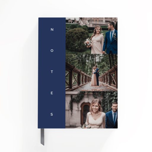 Elegant wedding-themed notebook design with three placeholder photos for Utterly Printable.