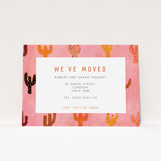 A new address card called "Albuquerque". It is an A6 card in a landscape orientation. "Albuquerque" is available as a flat card, with tones of pink and orange.