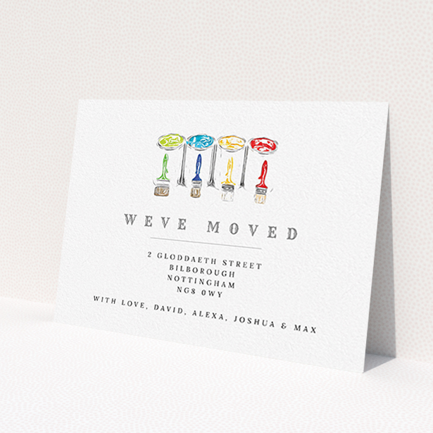 A new address card named 'DIY'. It is an A6 card in a landscape orientation. 'DIY' is available as a flat card, with tones of white and green.