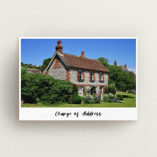 New Address Card Design - "Handwritten Simple" A new address card design named "Handwritten Simple". It is an A6 card in a landscape orientation. It is a photographic new address card with room for 1 photo. "Handwritten Simple" is available as a flat card, with tones of white and black.