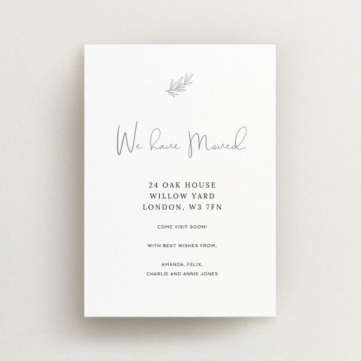 New Address Card Design - "Simple Note" A new address card named "Simple Note". It is an A6 card in a portrait orientation. "Simple Note" is available as a flat card, with tones of white and grey.