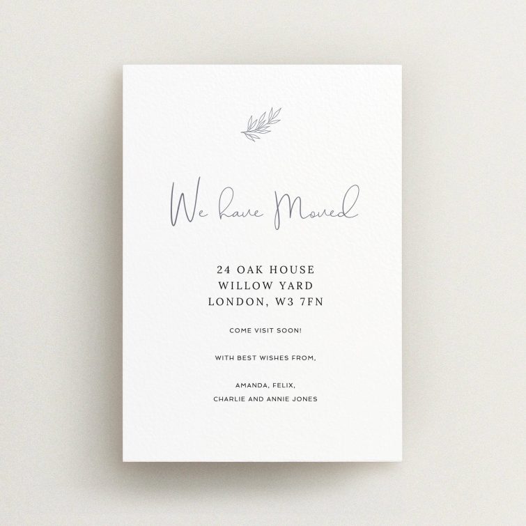 A new address card named "Simple Note". It is an A6 card in a portrait orientation. "Simple Note" is available as a flat card, with tones of white and grey.