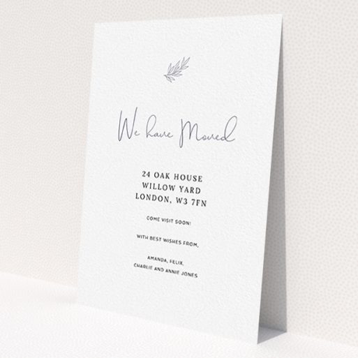 A new address card named 'Simple Note'. It is an A6 card in a portrait orientation. 'Simple Note' is available as a flat card, with tones of white and grey.