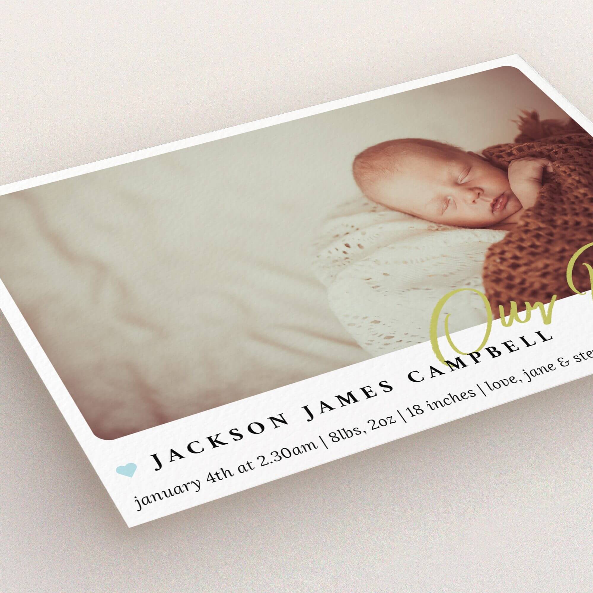 Gold Stamp in Birth Announcement Cards