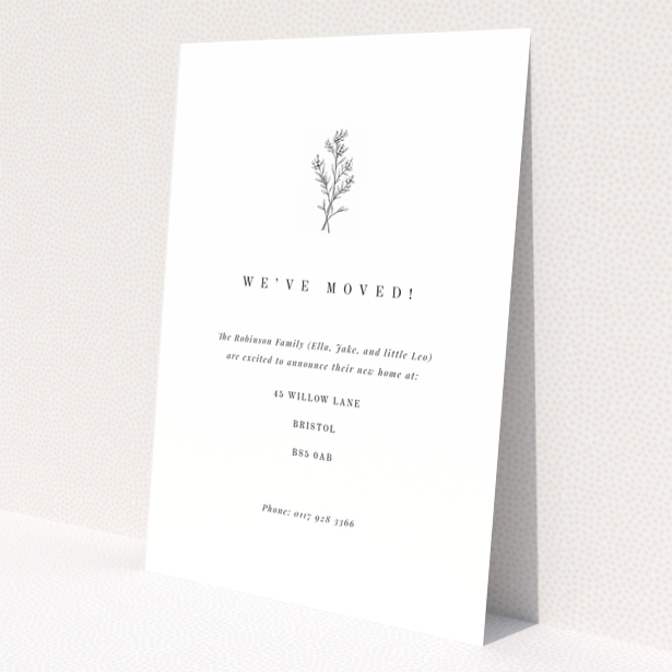 Minimalist change of address card with floral illustration and one photo