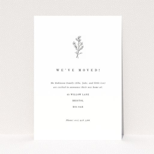 Minimalist change of address card with floral illustration and one photo