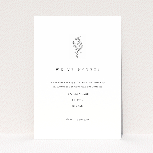 Minimalist change of address card with floral illustration and one photo