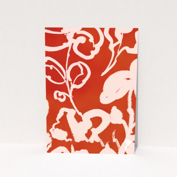 Change of address card design named Portrait with abstract floral pattern on the back