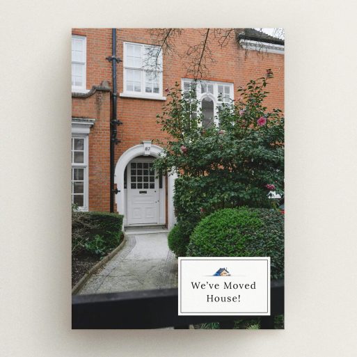 Personalised Address Change Change of address card featuring a house exterior and one decorative photo.