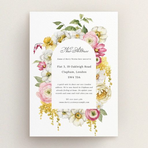 Floral Change of Address Floral change of address card design with one floral illustration