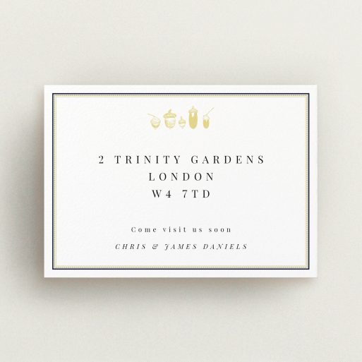 New Home Card Design - "...mighty oaks grow" A new home card template titled "...mighty oaks grow". It is an A6 card in a landscape orientation. "...mighty oaks grow" is available as a flat card, with tones of black and white.