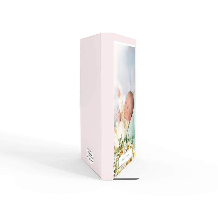 Floral-themed portrait notebook cover design featuring one photo.