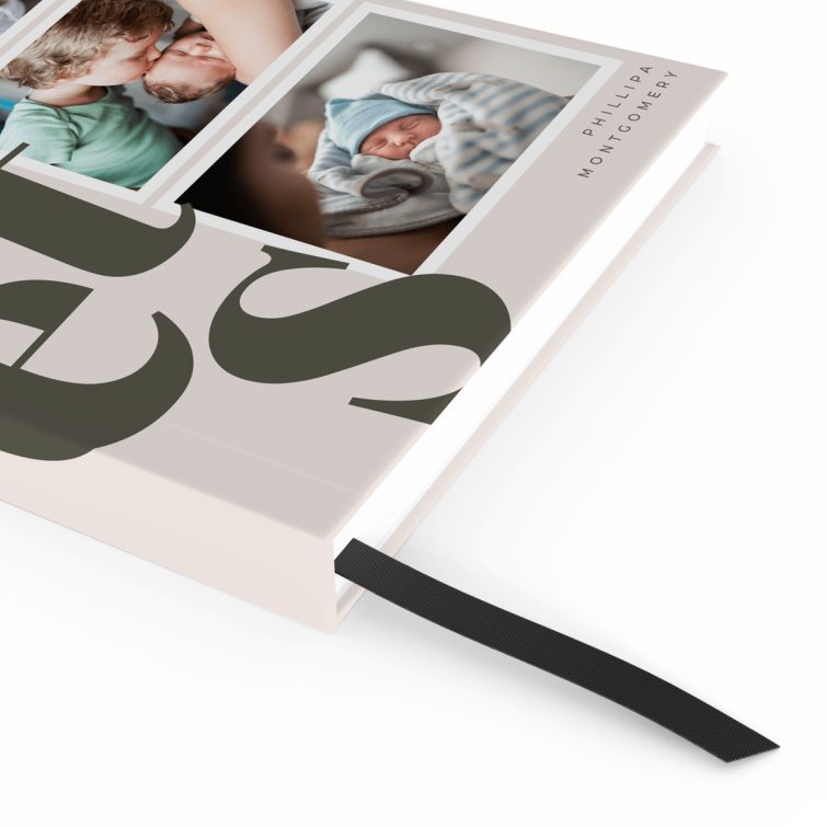 Elegant notebook design with three photos on the cover by Utterly Printable.