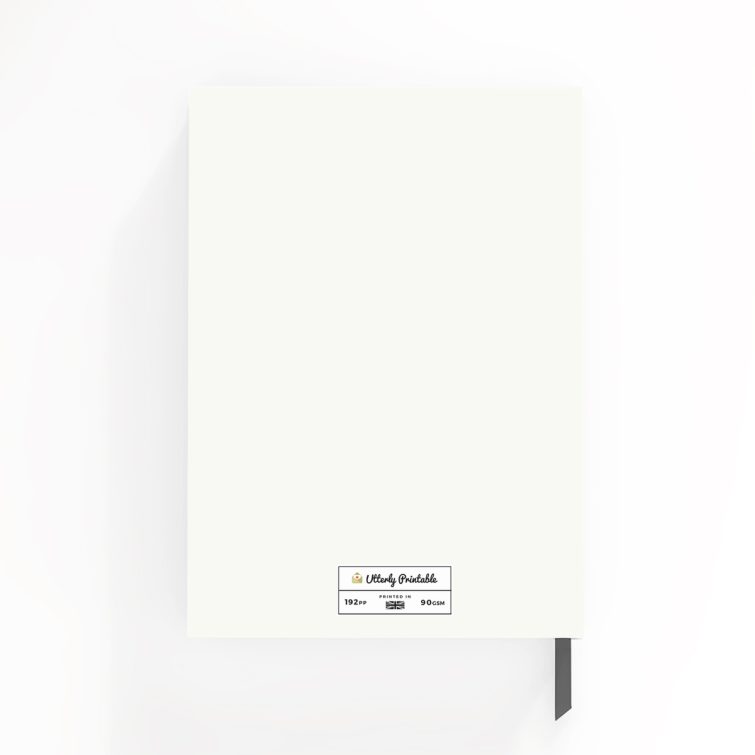 Portrait-oriented personalised notebook cover design with one photo, ideal for jotting down plans, notes, and ideas.