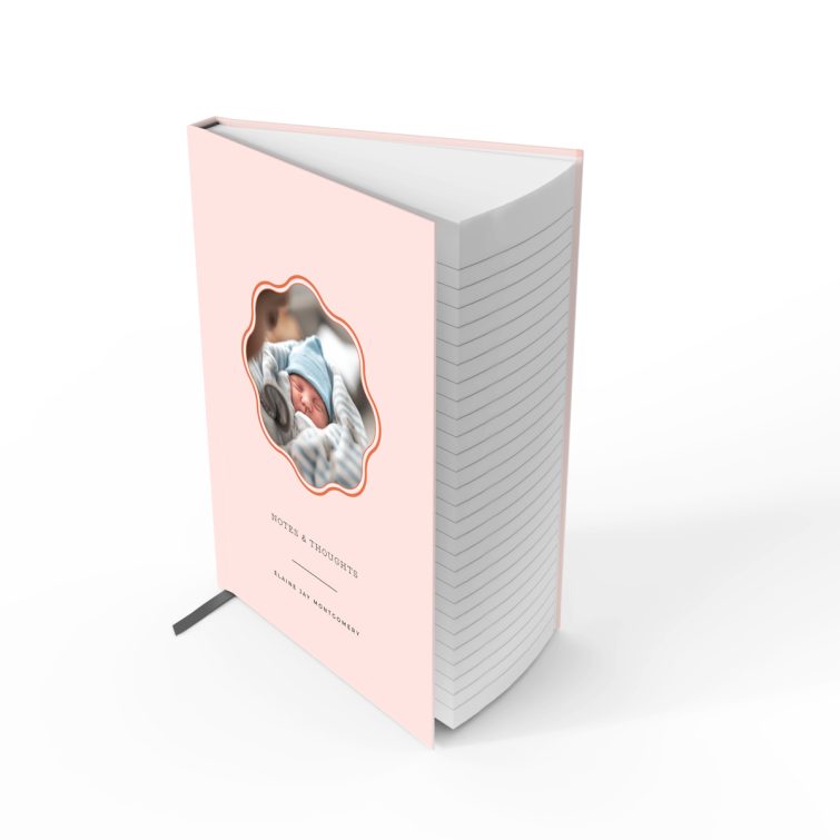 Customisable portrait notebook design with one photo on the cover by Utterly Printable.