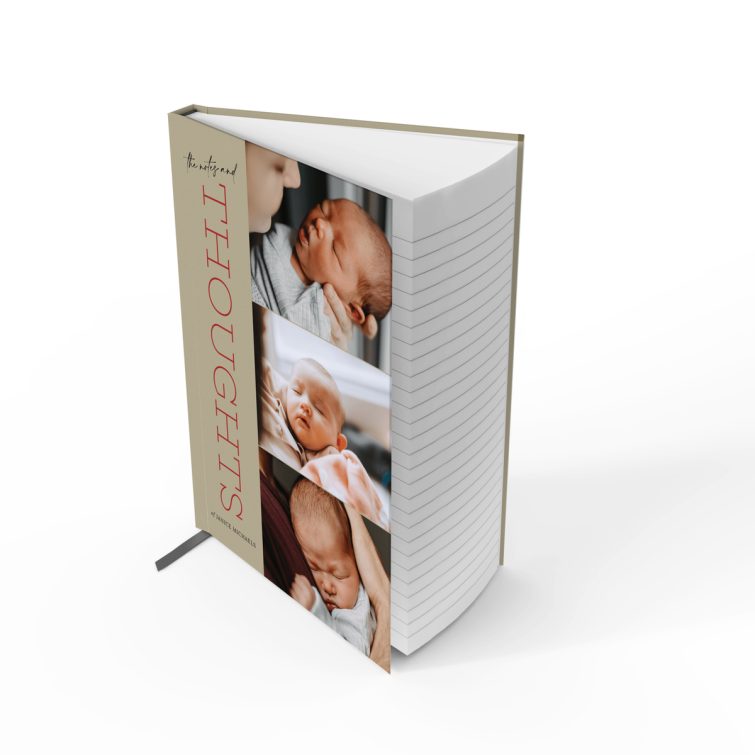 Portrait orientation notebooks design with three photos on the cover by Utterly Printable.