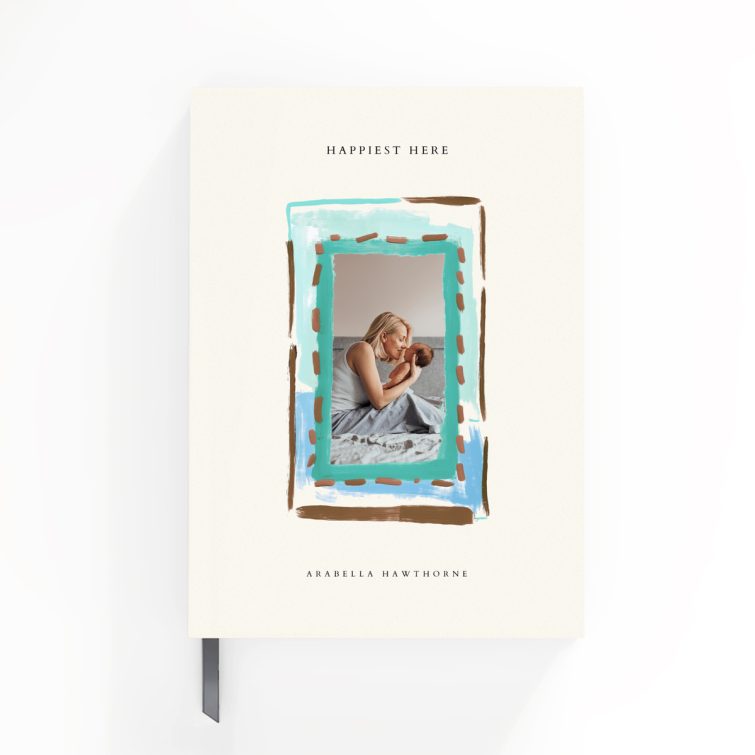 Colourful portrait notebook design with one photo on the cover by Utterly Printable.