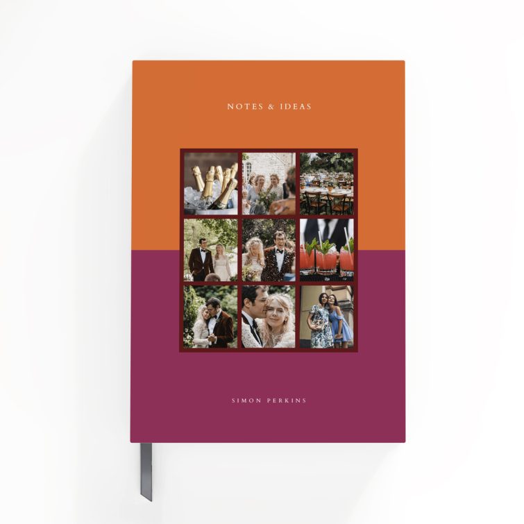 Colourful notebook design with 9 photos on the cover by Utterly Printable.