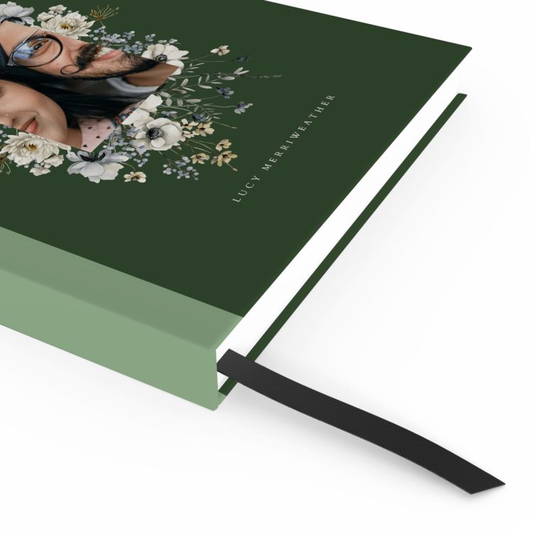 Floral personalised portrait notebooks with one photo on the cover, perfect for custom stationery gifts.