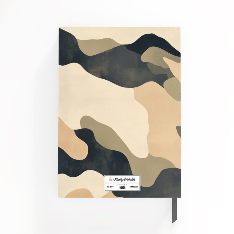 Camouflage notebook cover design with one photo, by Utterly Printable.