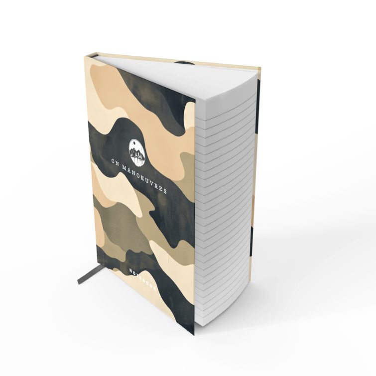 Camouflage notebook cover design with one photo, by Utterly Printable.