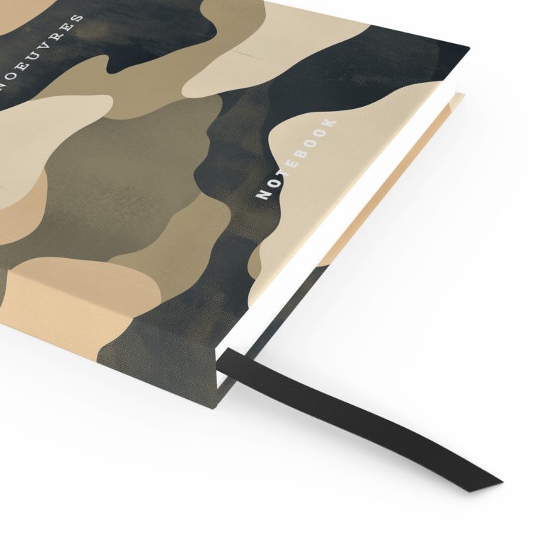 Camouflage notebook cover design with one photo, by Utterly Printable.