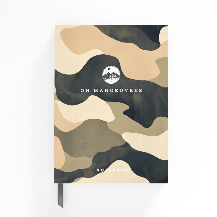 Camouflage notebook cover design with one photo, by Utterly Printable.