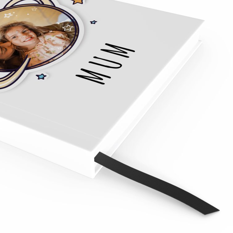 Personalised portrait notebook design with one photo on the cover by Utterly Printable