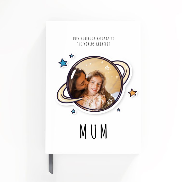 Personalised portrait notebook design with one photo on the cover by Utterly Printable