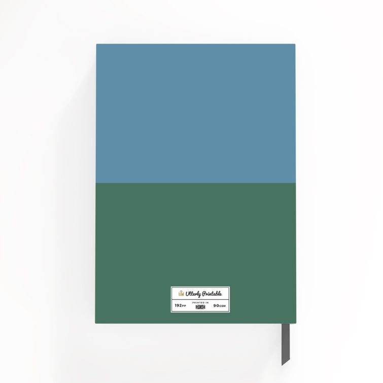 Notebooks design with nine photos collage and green-blue cover by Utterly Printable.