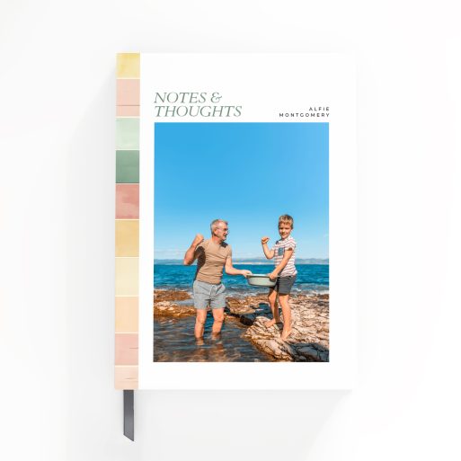 Colourful portrait orientation notebooks design with single photo on front cover, ideal for personalised gifts by Utterly Printable.