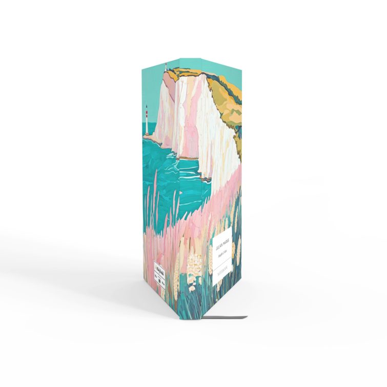 Colourful landscape design hardcover notebook with coastal scenery and two lighthouses.