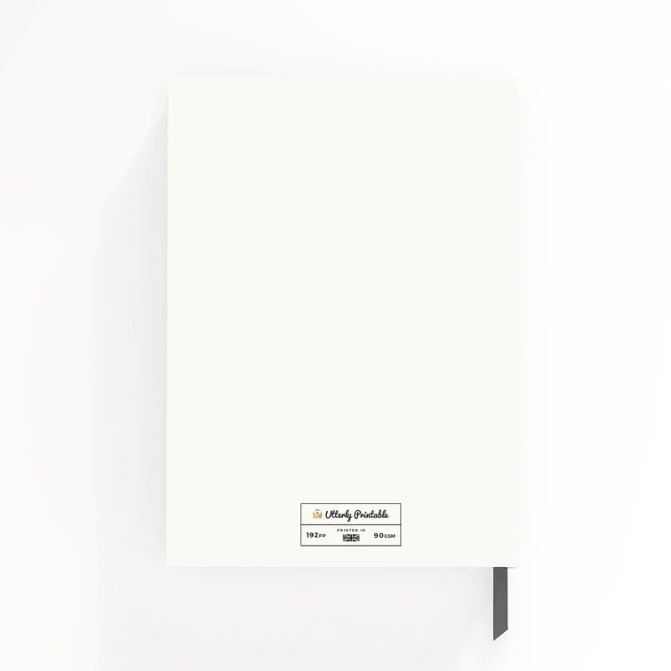 Customisable portrait notebook design with one photo on the cover, ideal for personal planning and note-taking, available at Utterly Printable.