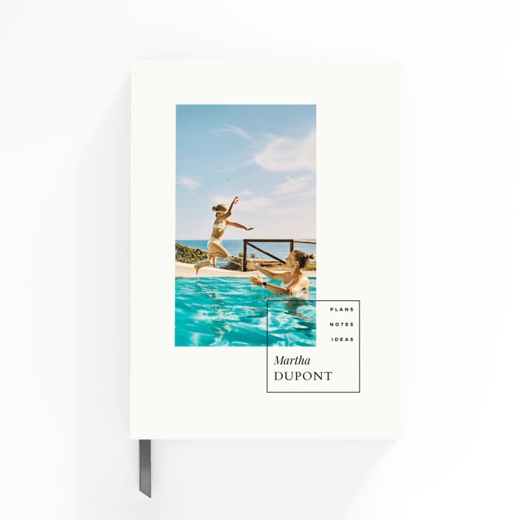 Customisable portrait notebook design with one photo on the cover, ideal for personal planning and note-taking, available at Utterly Printable.