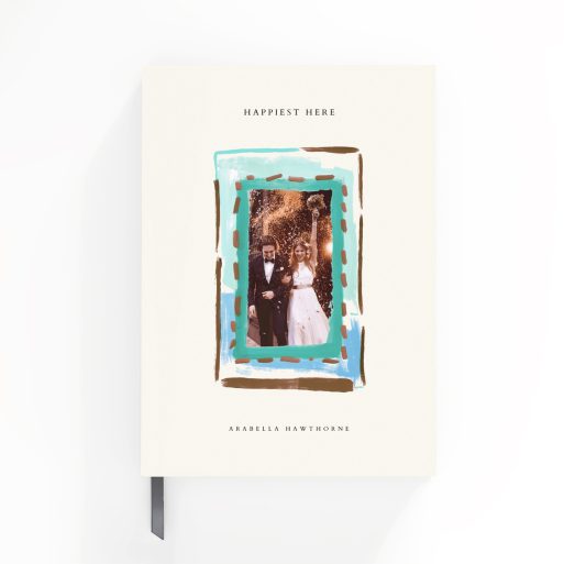 Elegant personalised notebook design with one photo on the cover, featuring custom artwork, from Utterly Printable.