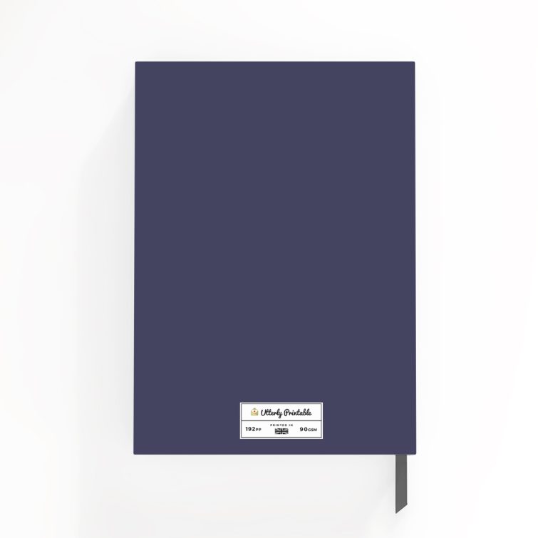 Purple motivational notebook cover design with no photos, featuring the text "Dream Plan Do" and the name "Charlotte Ramsey", created by Utterly Printable.