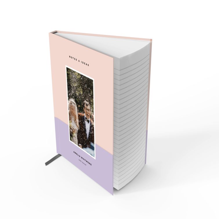 Customisable portrait notebook design with one photo, available from Utterly Printable for personalised gifts and stationery.