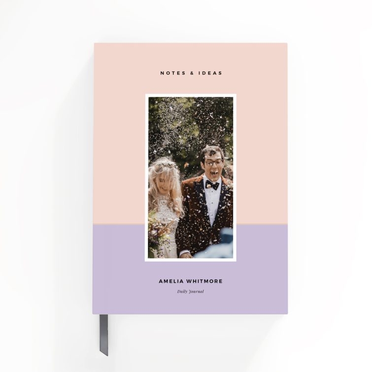 Customisable portrait notebook design with one photo, available from Utterly Printable for personalised gifts and stationery.