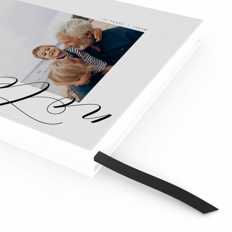 Portrait orientation personalised notebook design with one photo on the cover, ideal for custom printing by Utterly Printable.