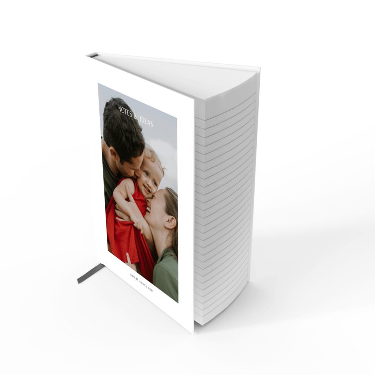 Customisable portrait notebook design with one cover photo, ideal for personal notes and ideas.