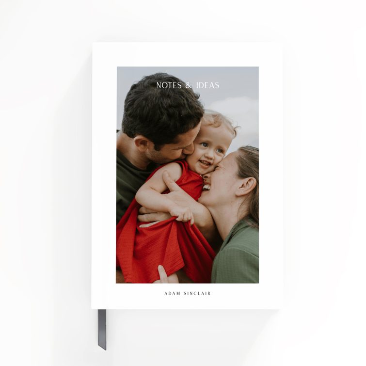 Customisable portrait notebook design with one cover photo, ideal for personal notes and ideas.